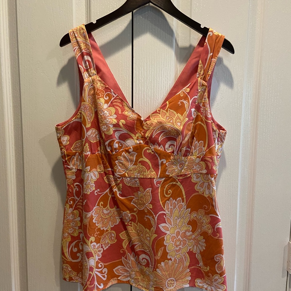 Liz&Co. Floral Print Sleeveless Top XL
